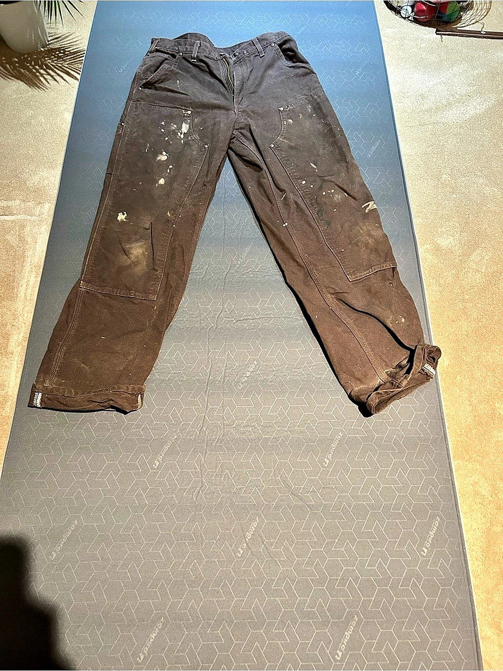 Carhartt Loose Fit Firm Duck Double-Front Work Dungaree B01 Men's Brown Cargo